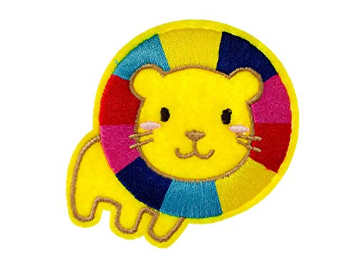 Miniblings Löwe Regenbogen Mähne Kind Bügelbild Aufnäher Aufbügler Tiger 68x65mm Patch Bügelbild I Kinder Bügelflicken Patches zum Aufbügeln von Miniblings