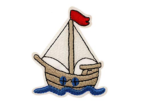 Miniblings Segelboot Bügelbild Aufnäher Aufbügler Maritim Segeln Boot 55x46mm Patch Bügelbild I Kinder Bügelflicken Patches zum Aufbügeln von Miniblings