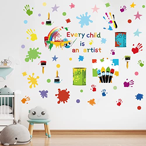 Wandtattoo Wandsticker für Kinderzimmer, Bunt Wandtattoo Wandsticker Tupfen Punkte für Kinderzimmer Wandaufkleber Wall Stickers Handprints Wall Decor Wohnzimmer Schlafzimmer Fenster Decor von Minicloss