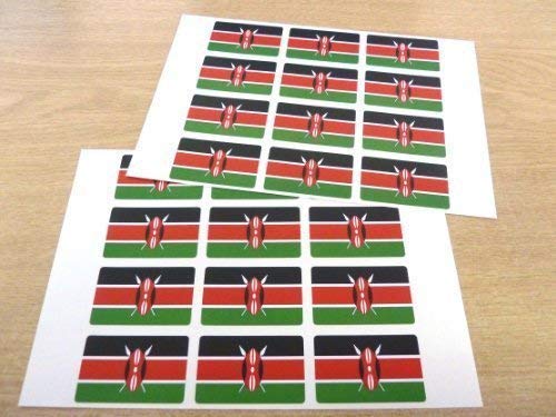 24 Stück, 50 X 30 mm, Selbstklebend, Motiv Flagge Kenia, Stick, Kenianischer Flagge Etiketten, Selbstklebend von Minilabel