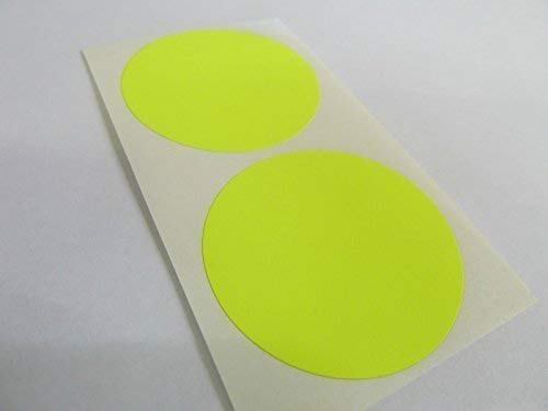 50mm (5.1cm) Rund Farben Code Aufkleber - Packungen mit 20 Gefärbt Runde Selbstklebeetiketten - 28 Farben Erhältlich - Fluoreszierend Hellgelb von Minilabel