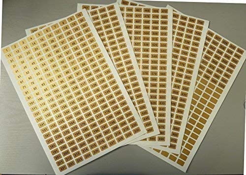 Goldene, quadratische Aufkleber mit den Zahlen 1 – 1000, 16 x 10 mm von Minilabel