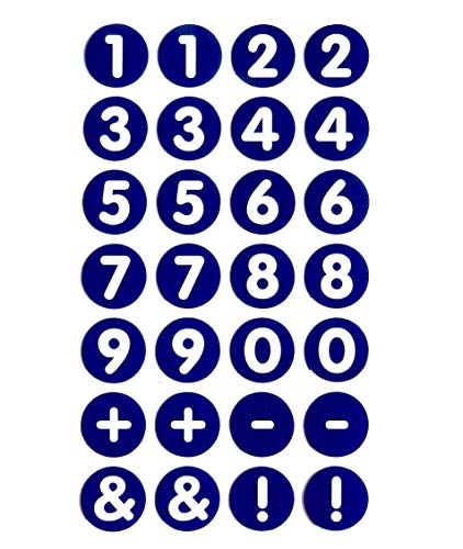 Klein 13mm (0.5 ") Rund Weiß auf Blauem Nummer 0-9 Nummerierung Etiketten Aufkleber von Minilabel
