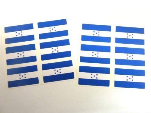 Mini Aufkleber Set, 33x20mm Rechteckiges, Selbstklebende Honduras Etiketten, Honduran Flagge Sticker von Minilabel