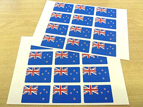 Packung mit 24, 50x30mm Neuseeland Fahne Aufkleber Neuseeland Selbstklebend Flagge Etiketten von Minilabel