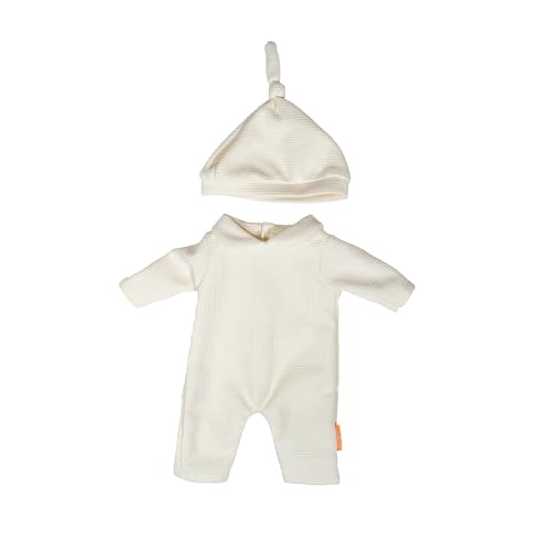 Miniland - Kleidung für 38 cm Puppe, Bekleidungszubehör für Puppen, Pyjama mit Mütze (Beige) von Miniland