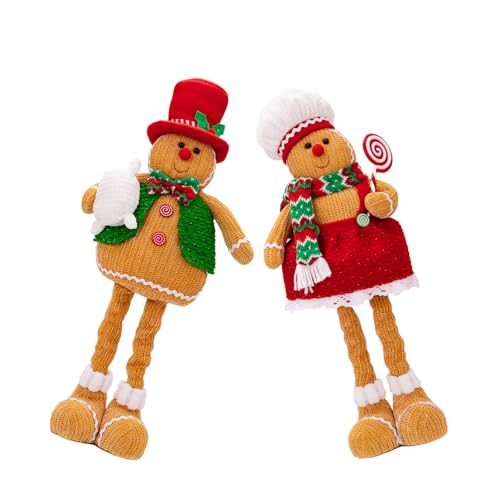 2 Stück Festival Lebkuchen Mann Zwerge Handgemachte Lebkuchen Mann Zwerge Dekoration Plüsch Weihnachten Ornament von MinkeyBear