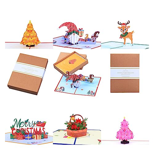 MinkeyBear Einzigartiges 3D-Weihnachtskarten-Bundle zum Feiern mit Familie und Freunden für Handschrift, Nachricht, Geburtstagseinladung von MinkeyBear