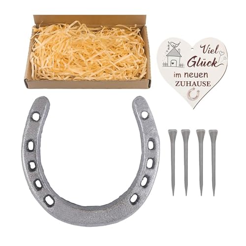 MinkeyBear Glückshufeisen Hochzeitsgeschenk mit Holzherz-Anhänger Metall Hufeisen Baby Dusche Geburtstag Party Dekorationen von MinkeyBear