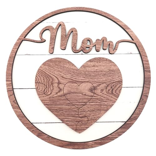 MinkeyBear Holzornament, schönes Holzornament, herzförmig, Aufschrift "Mom Name" von MinkeyBear