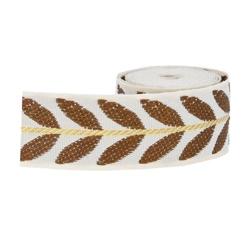 MinkeyBear Stoffband mit Blattmuster, 25 mm breit, Polyester-Gurtband für Haarschleifen, Verpackungen, Hochzeiten, Partys von MinkeyBear