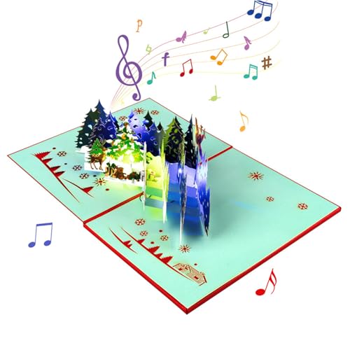 MinkeyBear Zarte musikalische Weihnachtskarten, 3D-Weihnachtskarte mit Festivalmusik und Lichtern für einen besonderen von MinkeyBear