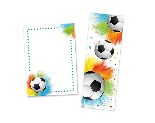 12 Lesezeichen + 12 Mini-Notizblöcke (A7-Format) Fußball Fussball Mitgebsel für Kindergeburtstag Gastgeschenke für Kinder Jungsgeburtstag Jungen von Minkocards