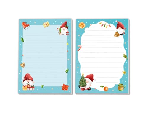 2 Blöcke Schreibblock mit Kindermotiv Weihnachtsmotiv für Mädchen Jungen Weihnachten Notizblock Schreibblock Briefblock Tomte Gnome (2 verschiedene Blöcke mit je 25 Blätter in A5-Format) von Minkocards