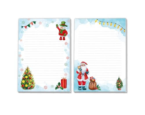 2 Blöcke Weihnachten Schreibblock Kindermotiv Weihnachtsmotiv für Mädchen Jungen Notizblock Briefblock Weihnachtsmann (2 verschiedene Blöcke/Variante 1 mit je 25 Blätter in A5-Format) von Minkocards