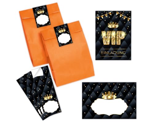 6 Einladungskarten incl. 6 Umschläge zum Geburtstag Hochzeit Jubiläum Kindergeburtstag VIP Disco Jungen Mädchen Jungendliche Erwachsene Einladung incl. 6 Umschläge, 6 Tüten/orange, 6 Aufkleber von Minkocards