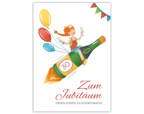 Glückwunschkarte zum 30. Geburtstag Frau (XXL -Format A4) mit Umschlag lustige Geburtstagskarte zum dreißigsten Geburtstag Jubiläum Klappkarte Happy Birthday von Minkocards