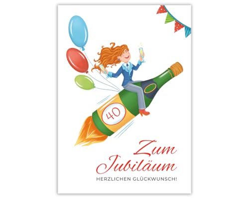 Minkocards Glückwunschkarte zum 40. Geburtstag Frau (XXL -Format A4) mit Umschlag lustige Geburtstagskarte zum vierzigsten Geburtstag Jubiläum Klappkarte Happy Birthday von Minkocards