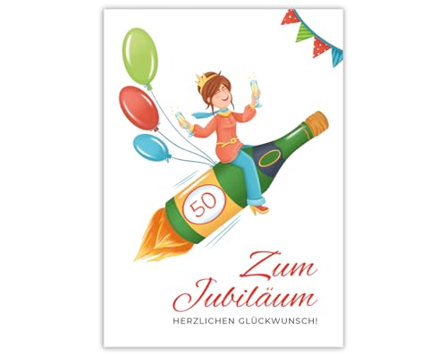 Glückwunschkarte zum 50. Geburtstag Frau (XXL -Format A4) mit Umschlag lustige Geburtstagskarte zum fünfzigsten Geburtstag Jubiläum Klappkarte Happy Birthday von Minkocards