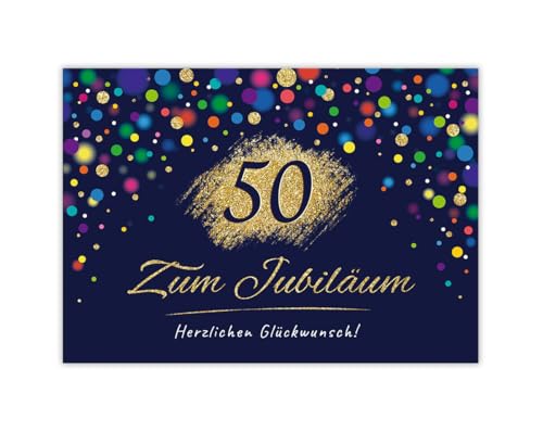 Glückwunschkarte zum 50. Geburtstag Frau (XXL -Format A4) mit Umschlag moderne Geburtstagskarte zum fünfzigsten Geburtstag Jubiläum Klappkarte Happy Birthday von Minkocards