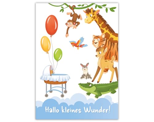 Glückwunschkarte zur Geburt (XXL -Format A4) Geburtskarte Klappkarte mit Umschlag große Grußkarte Baby Karte zur Geburt Babykarte von Minkocards