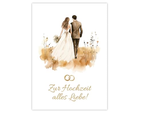 Hochzeitskarte (XXL -Format A4) Karte zur Hochzeit mit Umschlag Klappkarte große Grußkarte Glückwunschkarte zur Trauung Glückwunsche zur Hochzeit Braut und Bräutigam von Minkocards