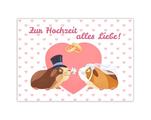 Hochzeitskarte (XXL -Format A4) Karte zur Hochzeit mit Umschlag Klappkarte große Grußkarte Glückwunschkarte zur Trauung Glückwunsche zur Hochzeit Meerschweinchen von Minkocards