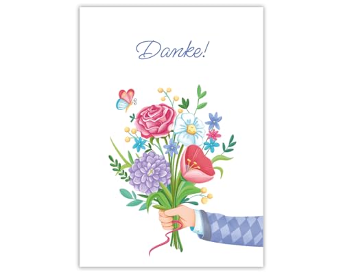 Karte Danke (XXL -Format A4) große Klappkarte mit Umschlag Dankeskarte Blumenstrauß Danksagungskarte von Minkocards