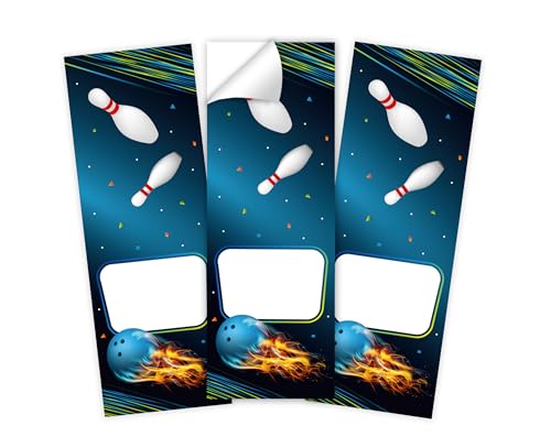 Minkocards 10 Aufkleber Bowlling Kegeln Bowling-Party Verpackung von Geschenken für Mädchengeburtstag Jungsgeburtstag Etiketten für Geschenkverpackung von Minkocards