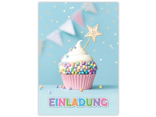 Minkocards 10 Einladungskarten zum Kindergeburtstag Taufe Kommunion Mädchen Jungen Muffin Einladungen Mädchengeburtstag Jungsgeburtstag von Minkocards