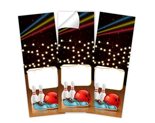 Minkocards 12 Aufkleber Bowlling Kegeln Bowling-Party Verpackung von Geschenken für Jungsgeburtstag Mädchengeburtstag Etiketten für Geschenkverpackung von Minkocards