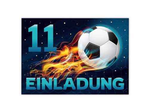 Minkocards 12 Einladungskarten 11. Kindergeburtstag Junge Fussball Einladungen elfte Jungsgeburtstag Fußball von Minkocards