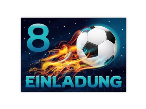 Minkocards 12 Einladungskarten 8. Kindergeburtstag Junge Fussball Einladungen achte Jungsgeburtstag Fußball von Minkocards