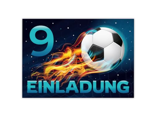 Minkocards 12 Einladungskarten 9. Kindergeburtstag Junge Fussball Einladungen neunte Jungsgeburtstag Fußball von Minkocards