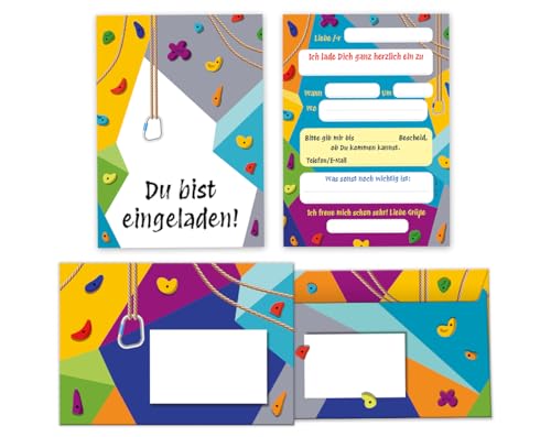 Minkocards 12 Einladungskarten incl. 12 Umschläge Kindergeburtstag Klettern Bouldern Mädchen Jungen Einladung Jungsgeburtstag Mädchengeburtstag von Minkocards