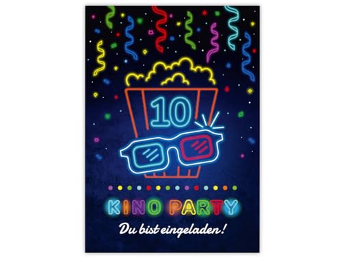 Minkocards 12 Einladungskarten zum 10. Kindergeburtstag Kino Mädchen Jungen Einladung zehnte Mädchengeburtstag Jungsgeburtstag von Minkocards