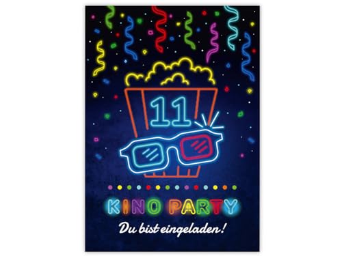 Minkocards 12 Einladungskarten zum 11. Kindergeburtstag Kino Mädchen Jungen Einladung elfte Mädchengeburtstag Jungsgeburtstag von Minkocards