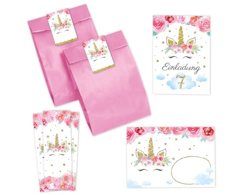 Minkocards 12 Einladungskarten zum 7. Kindergeburtstag Mädchen Einhorn Einladung siebte Mädchengeburtstag incl. 12 Umschläge, 12 Partytüten/rosa, 12 Aufkleber, 12 Lesezeichen Minkocards 12 Einladungskarten zum 7. Kindergeburtstag Mädchen Einhorn Einladung siebte Mädchengeburtstag incl. 12 Umschläge, 12 Partytüten/rosa, 12 Aufkleber, 12 Lesezeichen von Minkocards