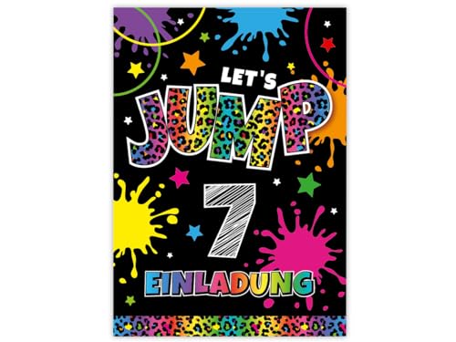 Minkocards 12 Einladungskarten zum 7. Kindergeburtstag Mädchen Jump Trampolin Einladungen siebte Mädchengeburtstag Geburtstagseinladungen von Minkocards