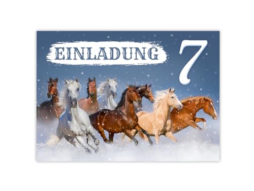 Minkocards 12 Einladungskarten zum 7. Kindergeburtstag Mädchen Pferd Pferde Einladung siebte Geburtstag Kinder bunte Geburtstagseinladungen von Minkocards