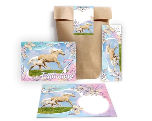 Minkocards 12 Einladungskarten zum 7. Kindergeburtstag Mädchen Pferd mit Fohlen Einladung siebte Geburtstag incl. 12 Umschläge, 12 Partytüten/natur, 12 Aufkleber, 12 Lesezeichen Einladungsset Minkocards 12 Einladungskarten zum 7. Kindergeburtstag Mädchen Pferd mit Fohlen Einladung siebte Geburtstag incl. 12 Umschläge, 12 Partytüten/natur, 12 Aufkleber, 12 Lesezeichen Einladungsset von Minkocards