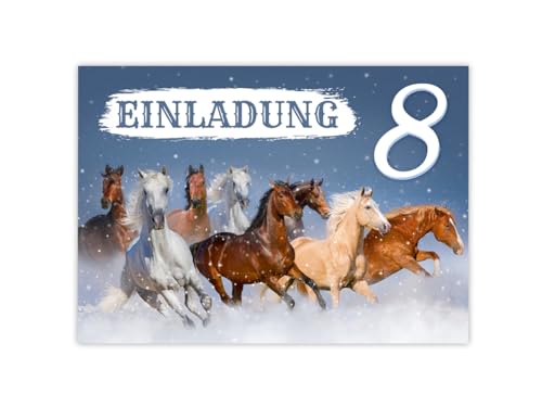 Minkocards 12 Einladungskarten zum 8. Kindergeburtstag Mädchen Pferd Pferde Einladung achte Geburtstag Kinder bunte Geburtstagseinladungen von Minkocards