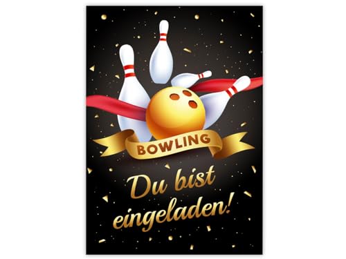 Minkocards 12 Einladungskarten zum Kindergeburtstag Bowling Kegeln Bowling-Party Mädchen Jungen Einladung Mädchengeburtstag Jungsgeburtstag von Minkocards