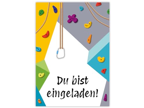 Minkocards 12 Einladungskarten zum Kindergeburtstag Klettern Bouldern Mädchen Jungen Einladung Jungsgeburtstag Mädchengeburtstag von Minkocards