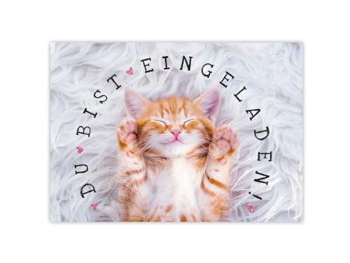 Minkocards 6 Einladungskarten zum Kindergeburtstag Mädchen Katze Einladungen zum Mädchengeburtstag Geburtstagseinladungen von Minkocards