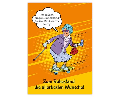 Minkocards Abschiedskarte Glückwunschkarte Karte für Rente Ruhestand Pension mit Umschlag in XXL-Format A4 lustige Klappkarte für Kollegin Oma Mutter Chefin Abschied von Minkocards