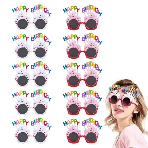 Minnhua 10 Stück Partybrillen Happy Birthday Lustige Brillen für Geburtstag Sonnenbrille Party Sonnenbrille Lustige Spaßbrillen Partybrillen Set von Minnhua