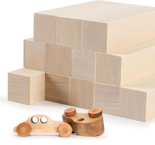 Minnhua 12PCS Holzblöcke zum Schnitzen Schnitzholz Linde Lindenholz Zum Schnitzen Linde Basswood zum Holzschnitzen Holzblock 10 x 2.5 x 2.5 cm Schnitzset Balsa Holzblöcke für Kinder Erwachsene DIY von Minnhua