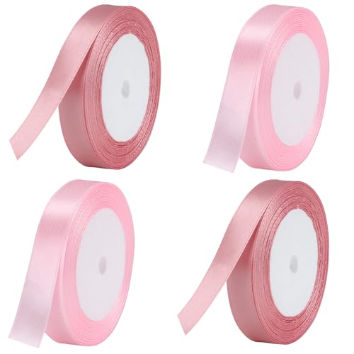 Minnhua 15 mm rosa Band zum Basteln von Geschenken, 22 m doppelseitiges Polyester-Satinband, Geschenkverpackungsband von Minnhua