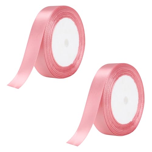 Minnhua 20 mm dunkelrosa Band zum Basteln von Geschenken, 25 m doppelseitiges Polyester-Satinband, Geschenkverpackungsband von Minnhua